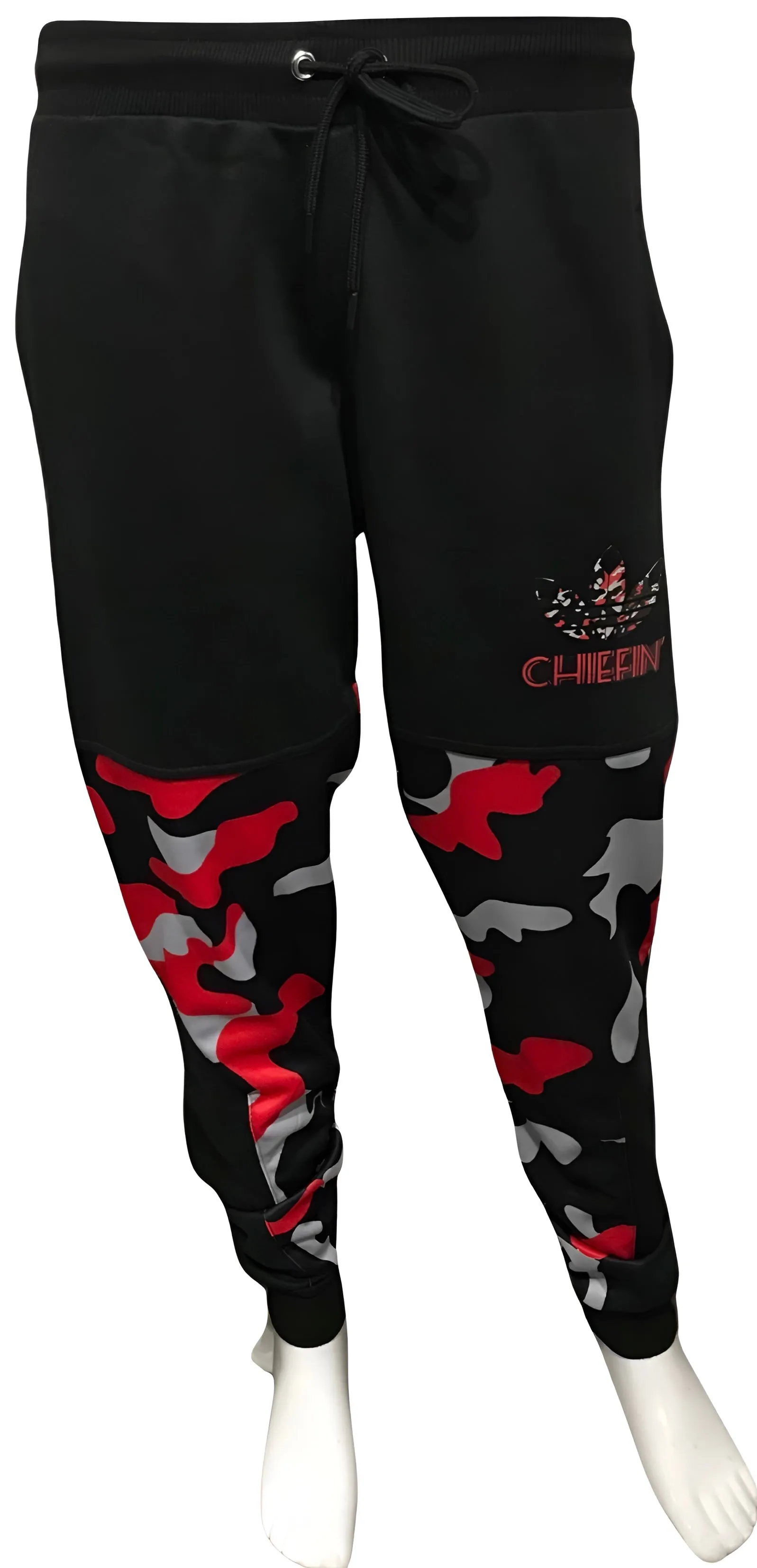 ^CHIEFIN’ ADI-FEATHER^ (RED CAMOUFLAGE) LUXURY JOGGER SWEATPANTS (CUT & SEW)