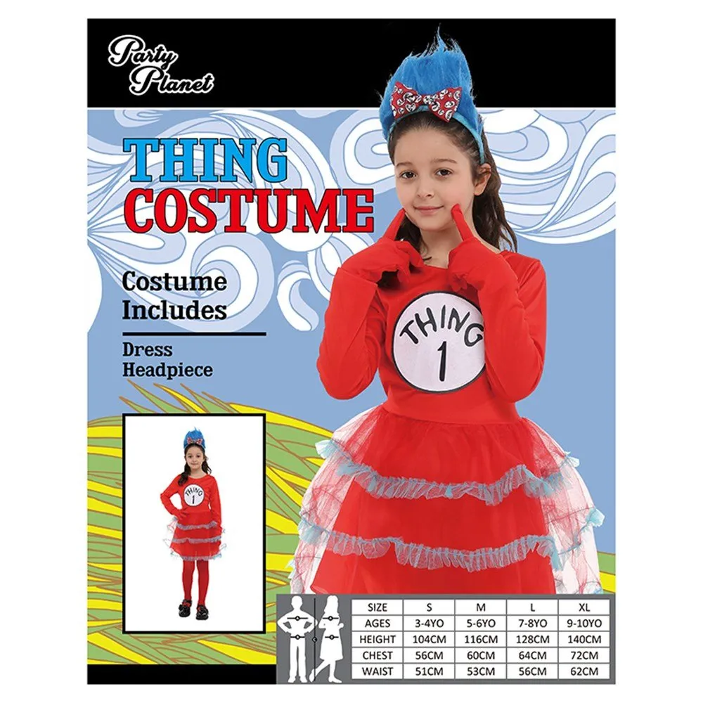 Children Dr Seuss Thing 1 Girl Costume