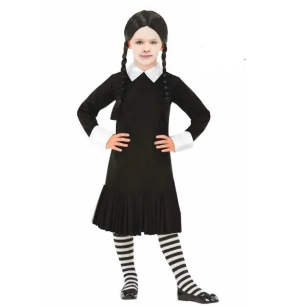 Children Wednesday Addams Family Style Girl Costume