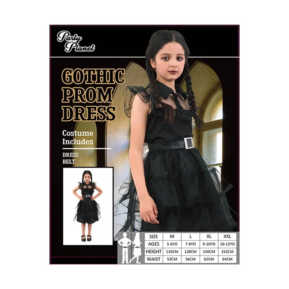 Children Wednesday Girl Costume Gothic Prom Dress