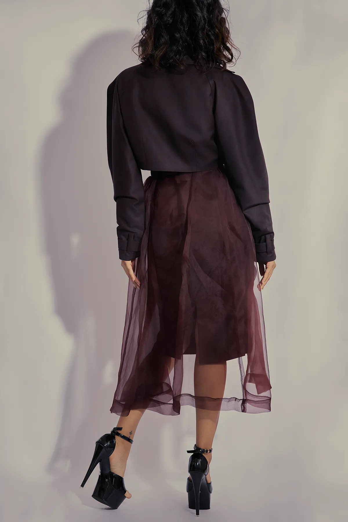 Coffee Brown and Pink Organic Silk Skirt