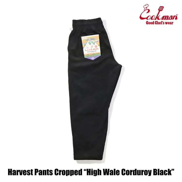 Cookman Harvest Pants Cropped - High Wale Corduroy : Black