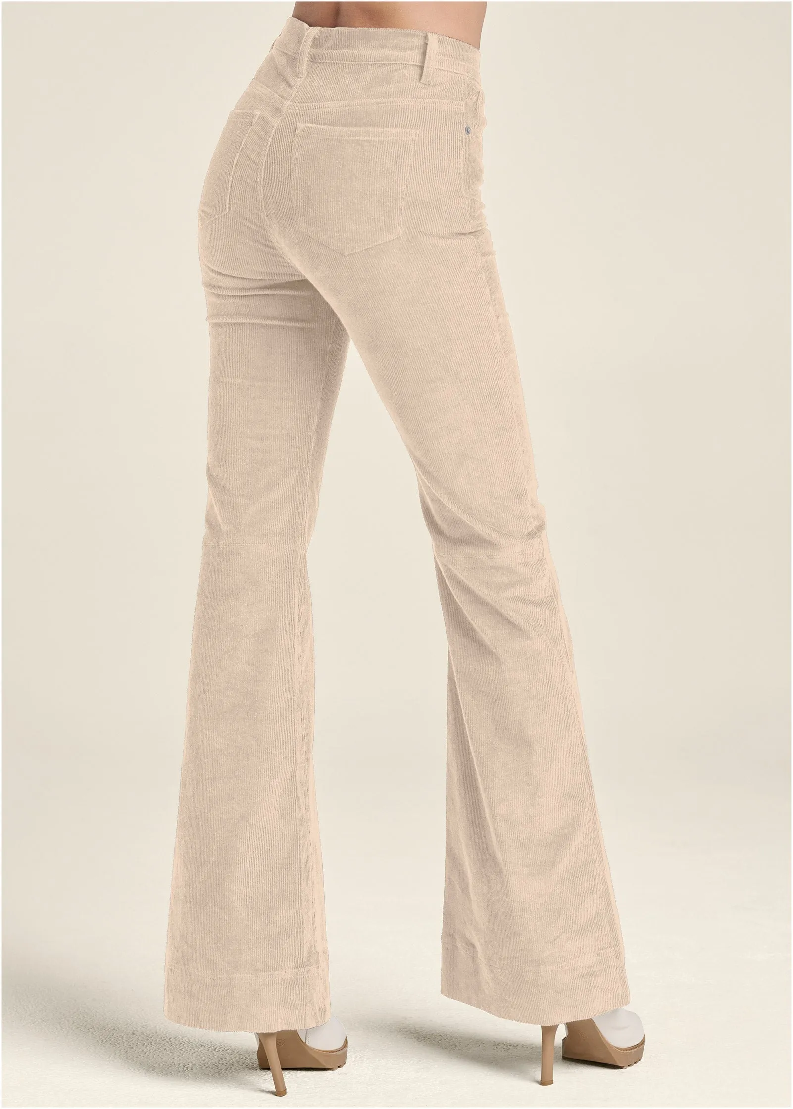 Corduroy Flared Pants - Cream