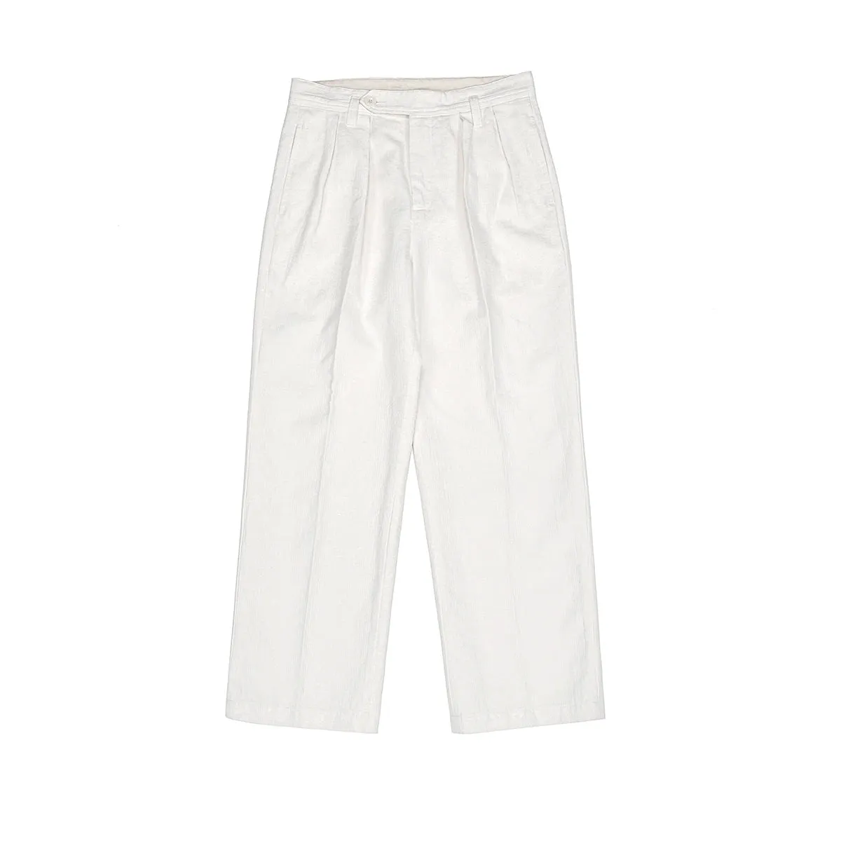 Cotton Linen Pleated Trousers White Men's Informal Pants