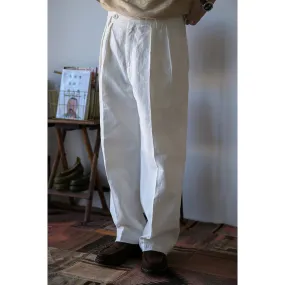 Cotton Linen Pleated Trousers White Men's Informal Pants