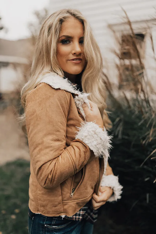 Cozier In Colorado Faux Suede Jacket in Tan