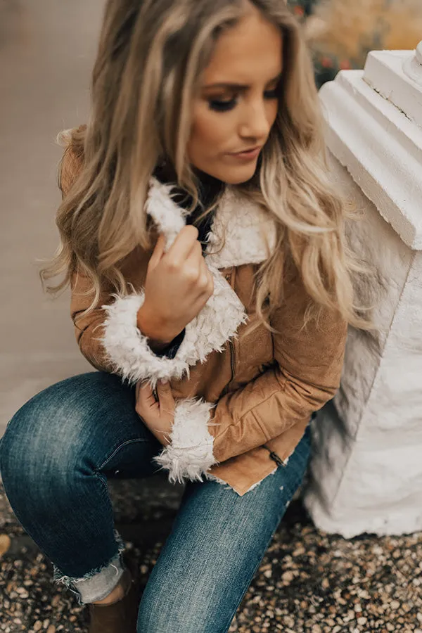 Cozier In Colorado Faux Suede Jacket in Tan