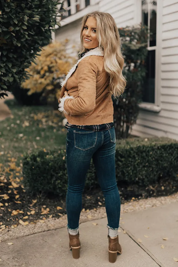 Cozier In Colorado Faux Suede Jacket in Tan