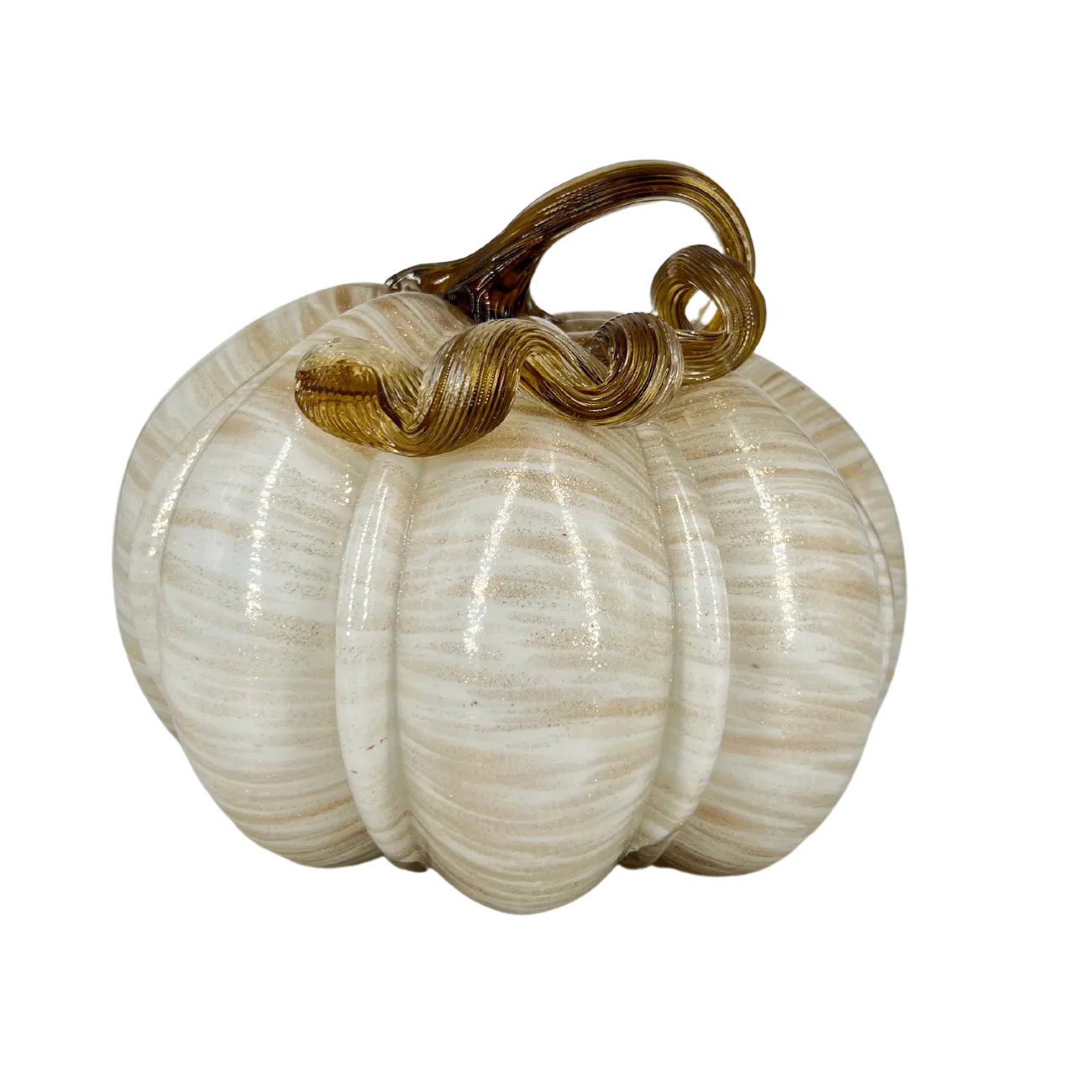 Cream and Gold Glass Pumpkins