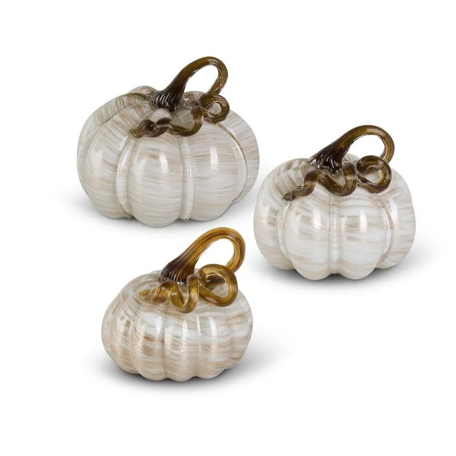 Cream and Gold Glass Pumpkins