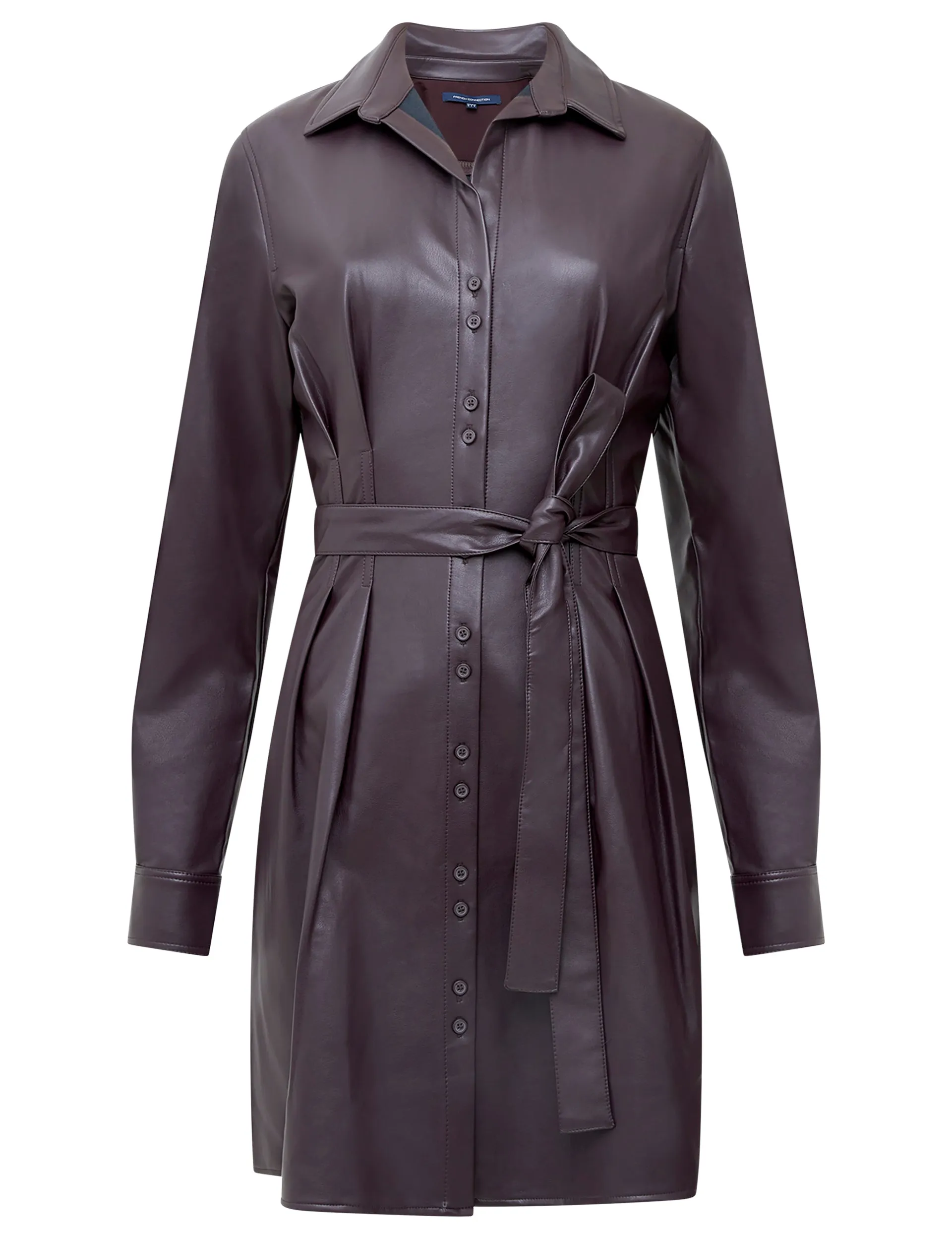 Crolenda PU Belted Shirt Dress