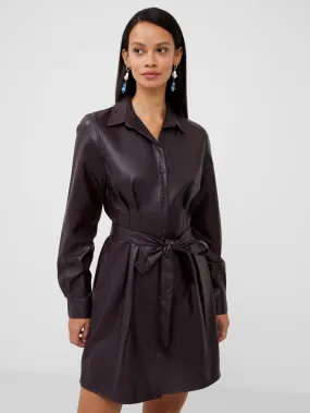 Crolenda PU Belted Shirt Dress