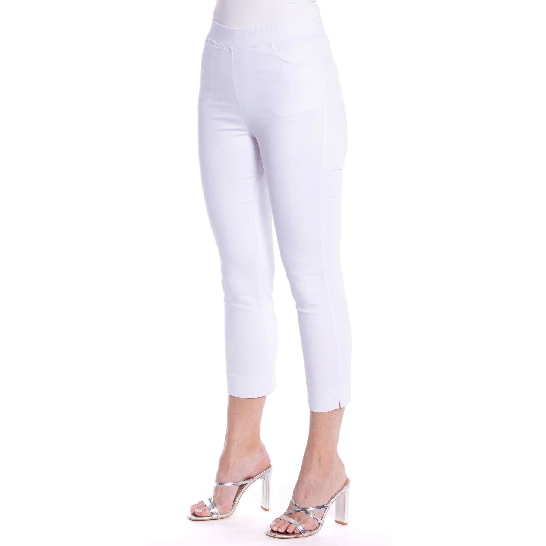 Cropped Skinny Leg Pants by Cafe Latte - White