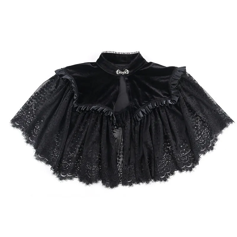 Dark Elegant Slim-Fit Gothic Cloud Shoulder Cape