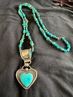 Deeta by Design large silver turquoise heart pendant