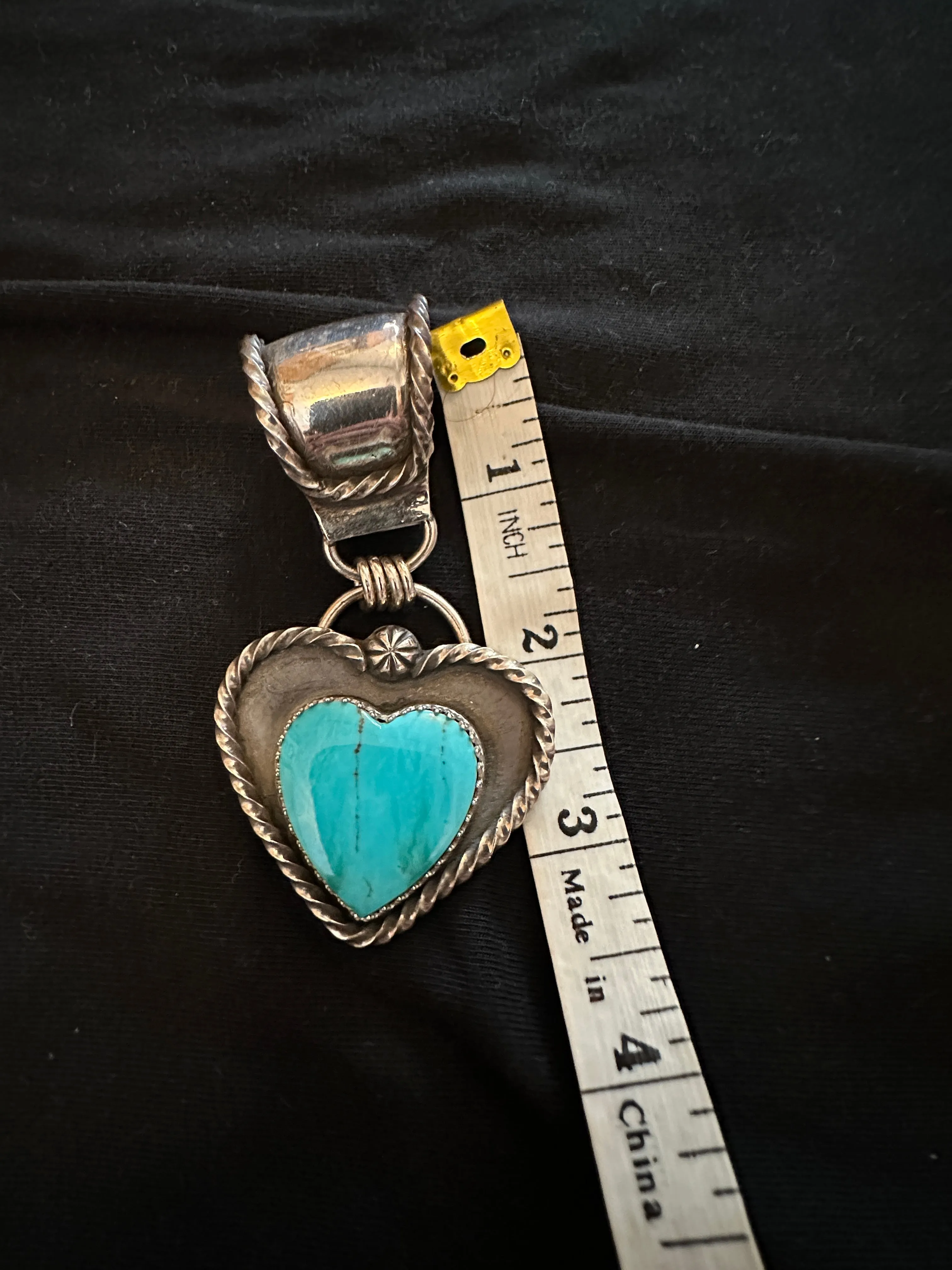 Deeta by Design large silver turquoise heart pendant