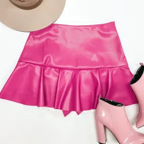 Dose of Dreamy Faux Leather Ruffle Mini Skort in Hot Pink