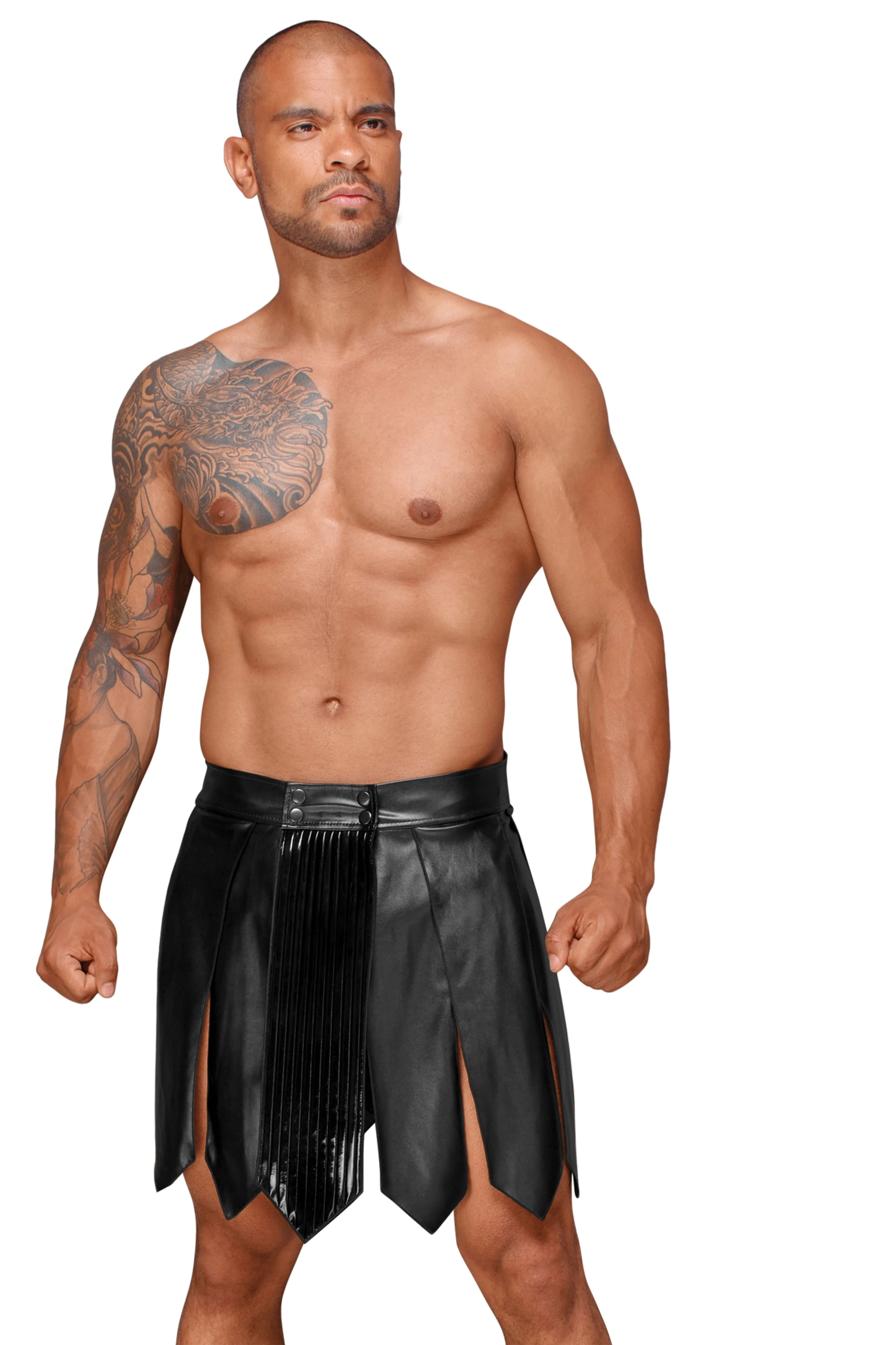 Eco Leather Men's Gladiator Skirt H053 by Noir Handmade Men