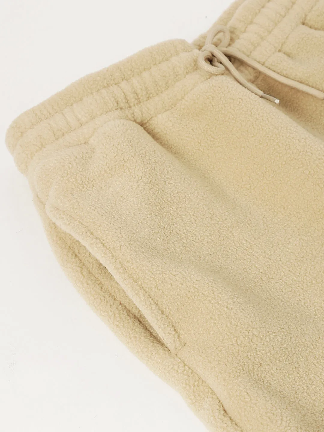 Elle Women Beige Self Design High-Rise Oversized Sweatpant