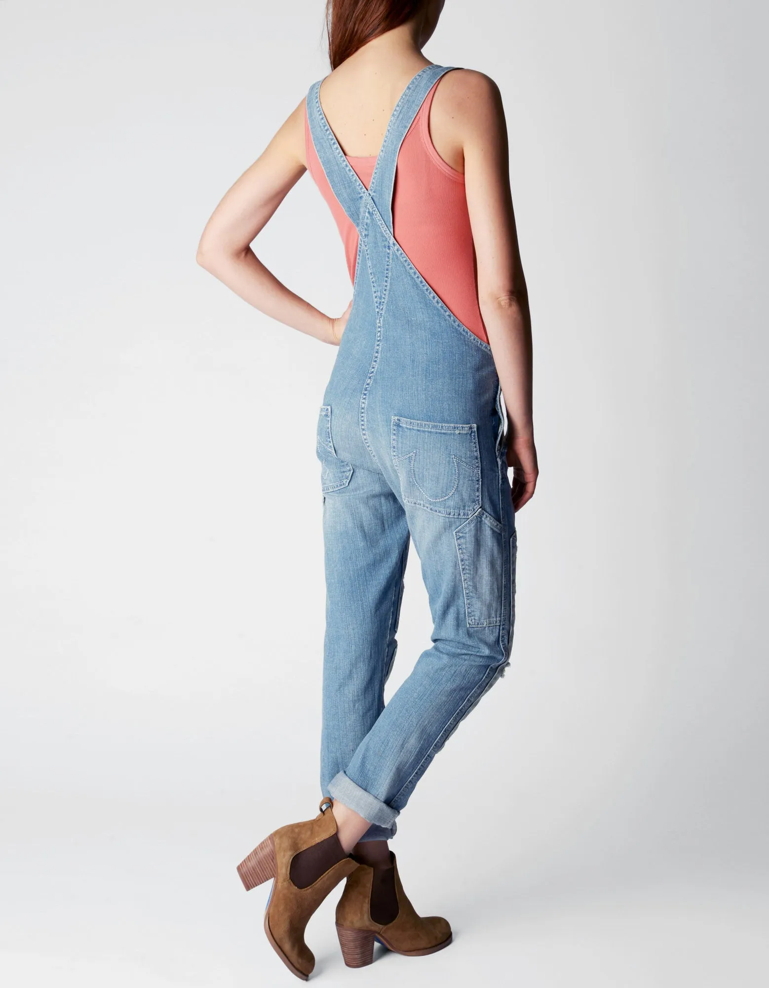 ERIN ROLLED CROP RELAXED DENIM WOMENS OVERALL