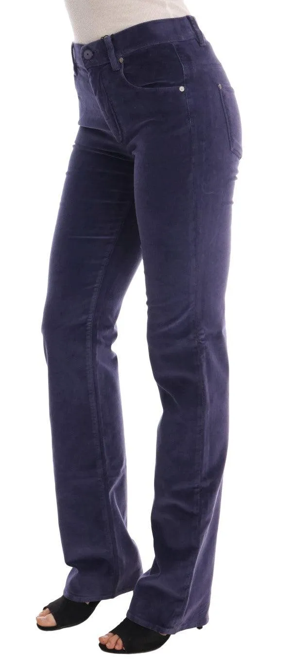 Ermanno Scervino Purple Corduroy Stretch Bootcut Pants