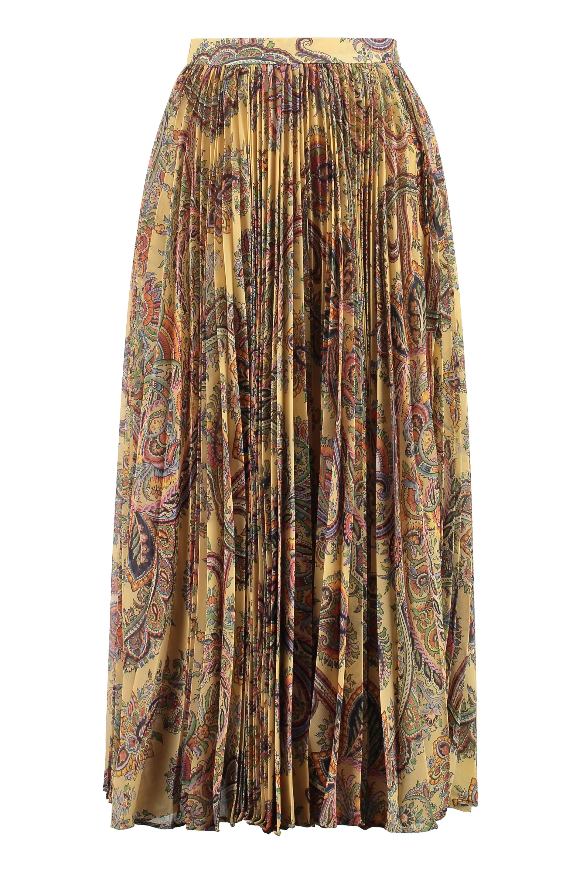 ETRO Printed Pleated Skirt in Tan: FW23 Collection