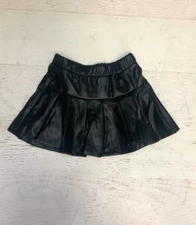 Faux Leather Black Pleated Skirt