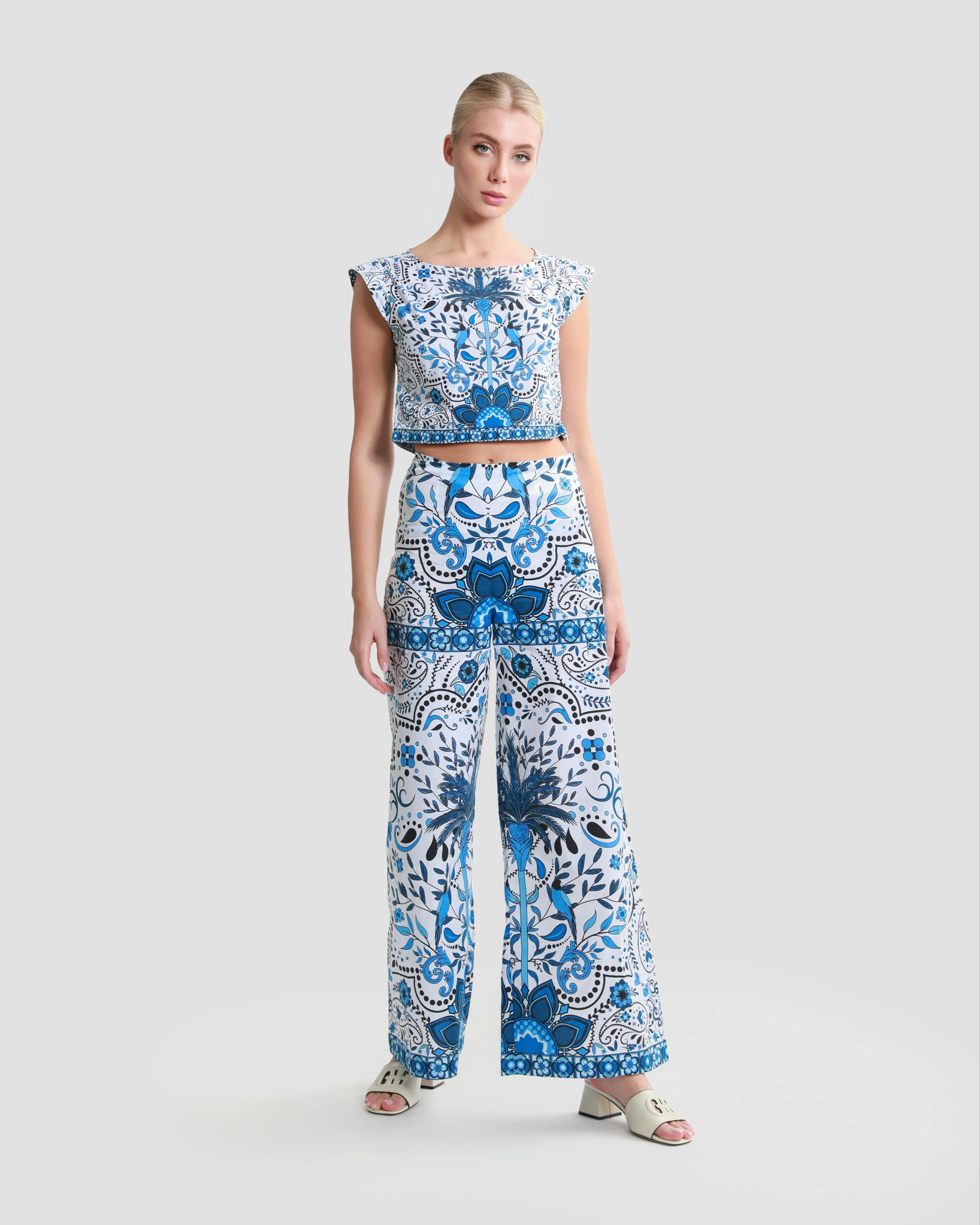 Floral Print Wide Leg Pants