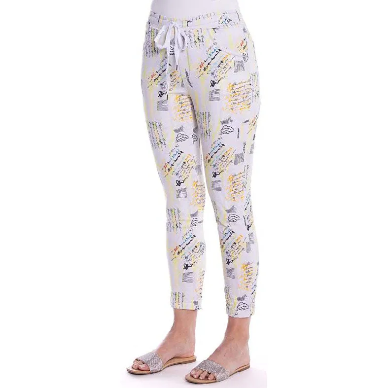 Floral Printed Pants With Drawstring - Graffiti