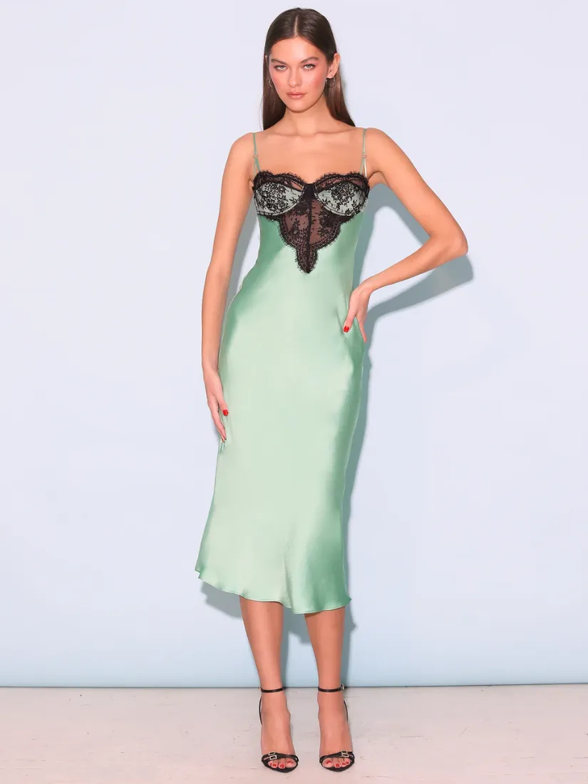 Frankie Laced Cupped Dress Pixel Green