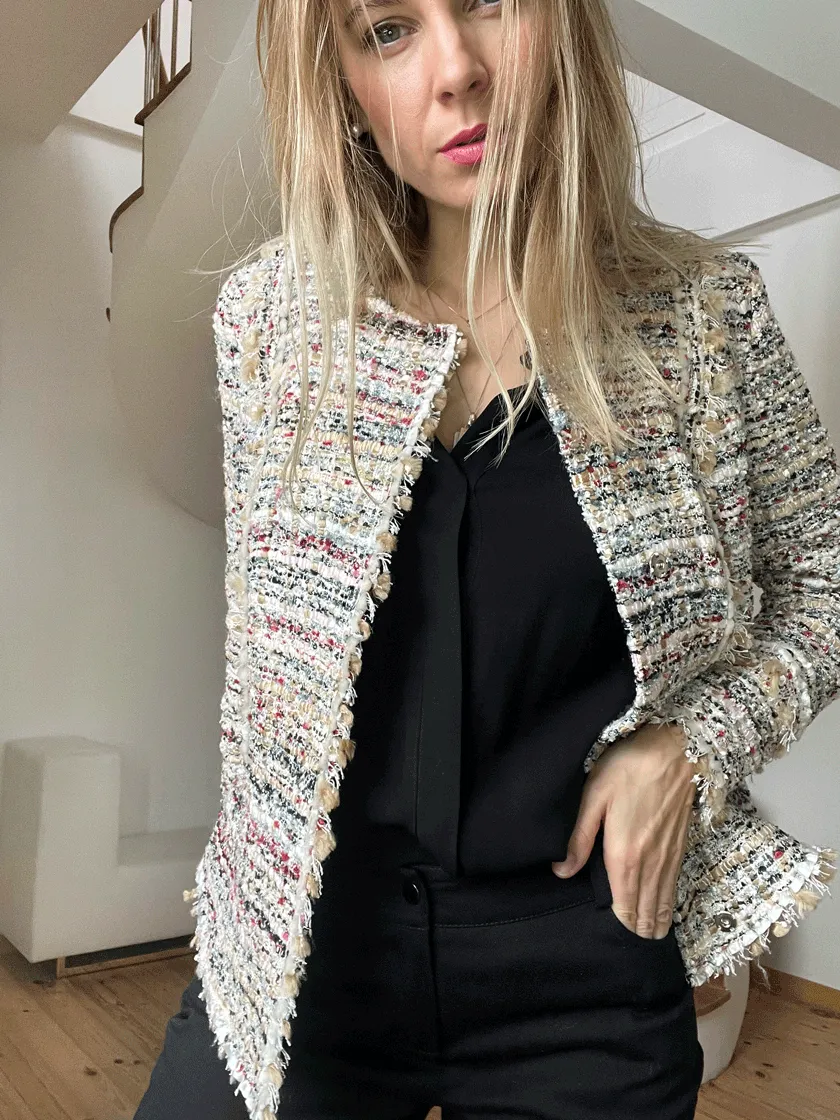 Fringed tweed jacket