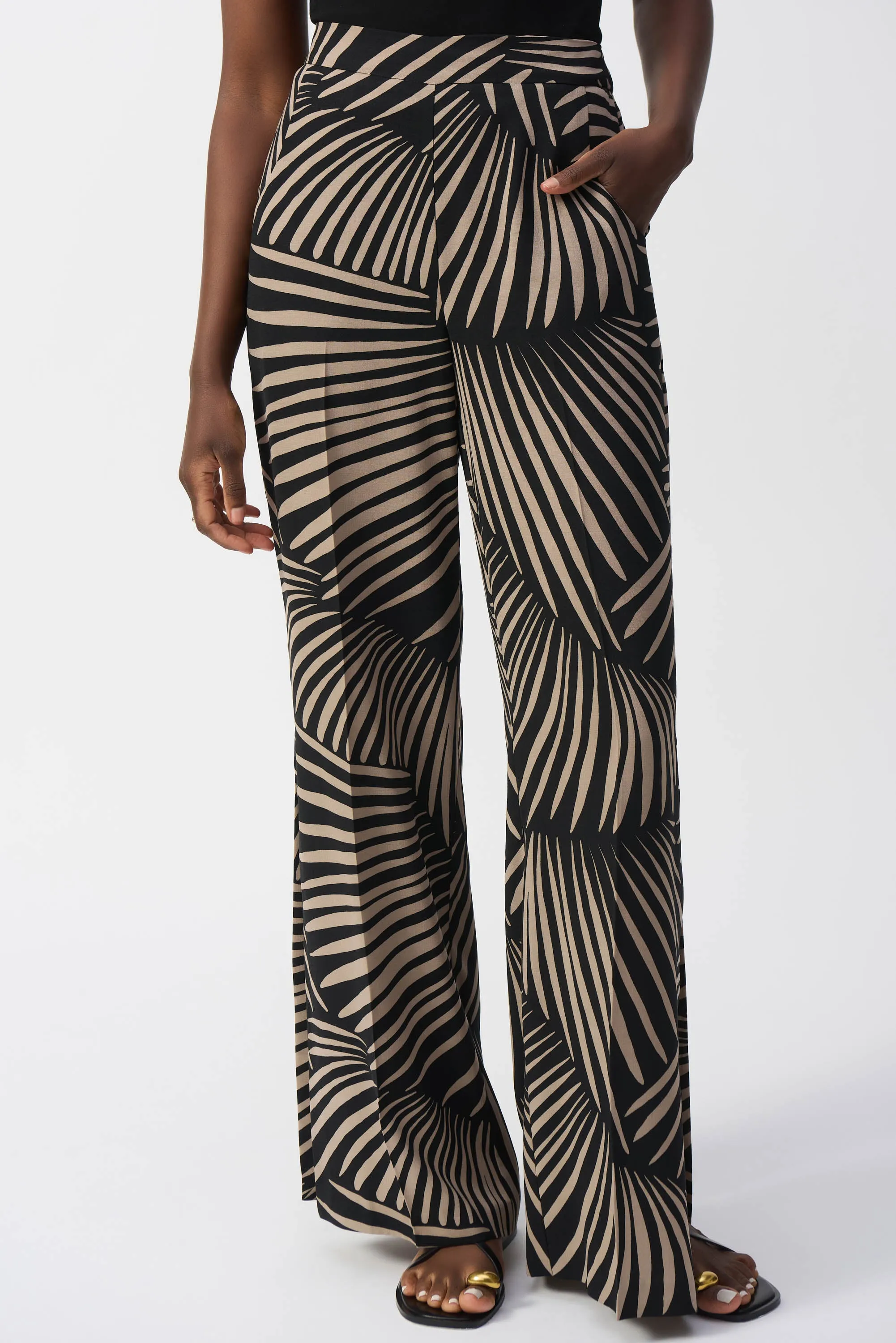 Gauze Tropical Print Wide-Leg Pants