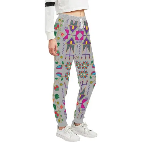 Geometric Floral Fall-Gray Women's Sweatpants