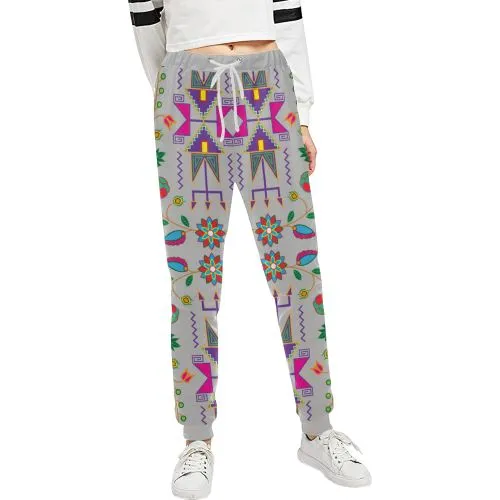 Geometric Floral Fall-Gray Women's Sweatpants