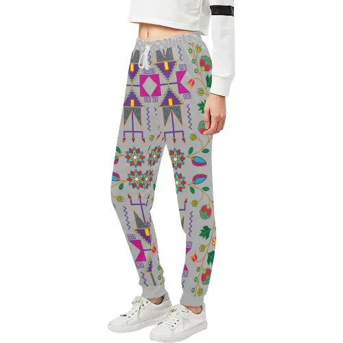 Geometric Floral Fall-Gray Women's Sweatpants