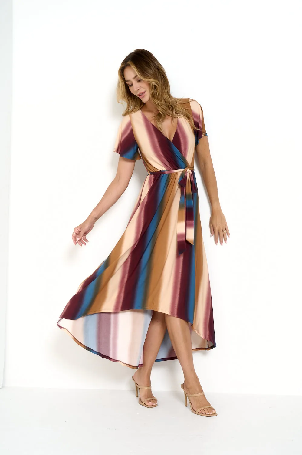 Georgia Faux Wrap Hi-Lo Dress