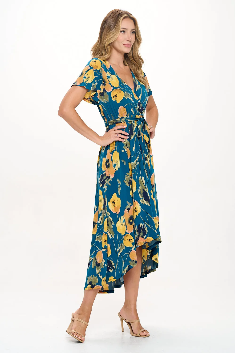 Georgia Faux Wrap Hi-Lo Dress