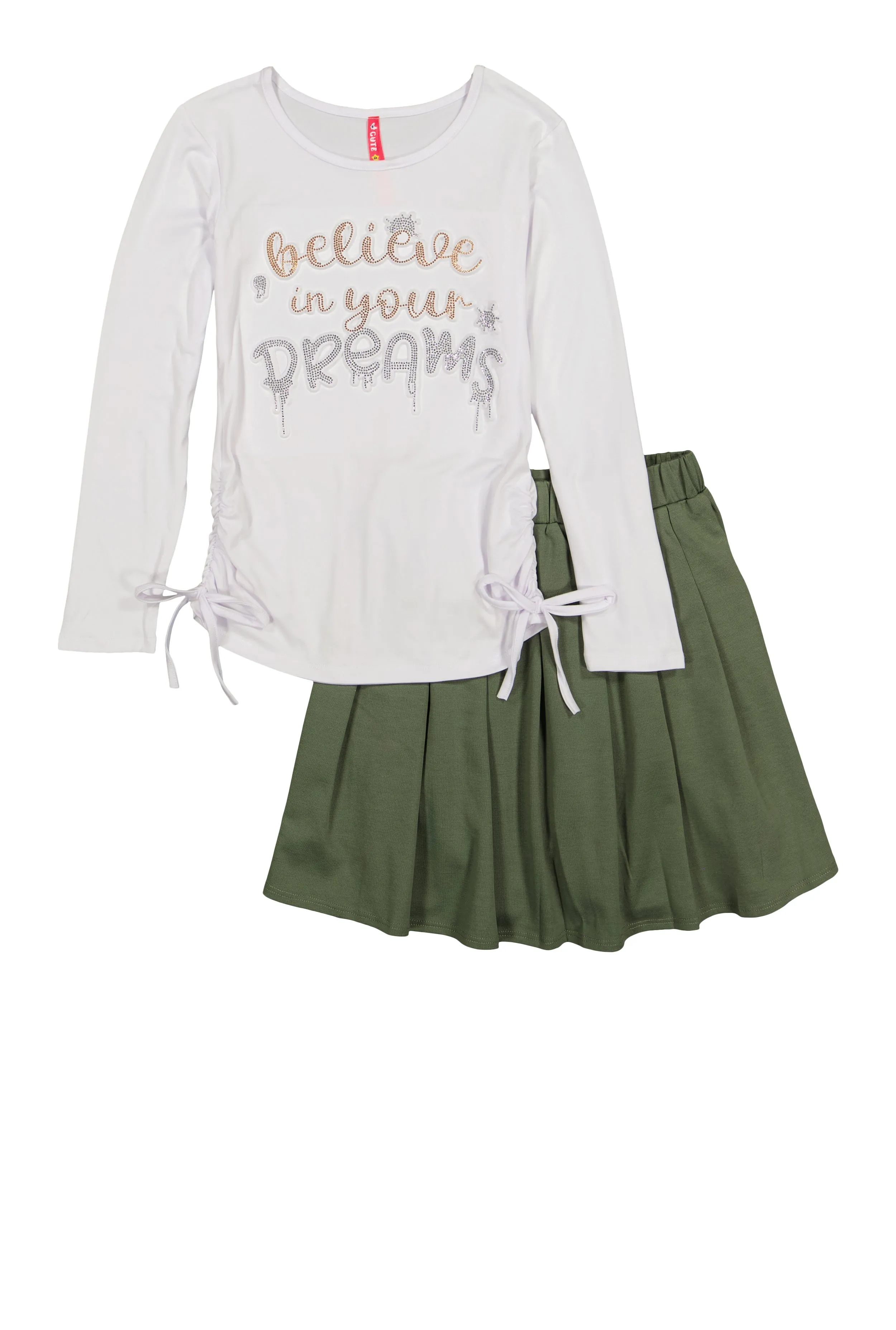 Girls Believe In Your Dreams Top and Pleated Skirt