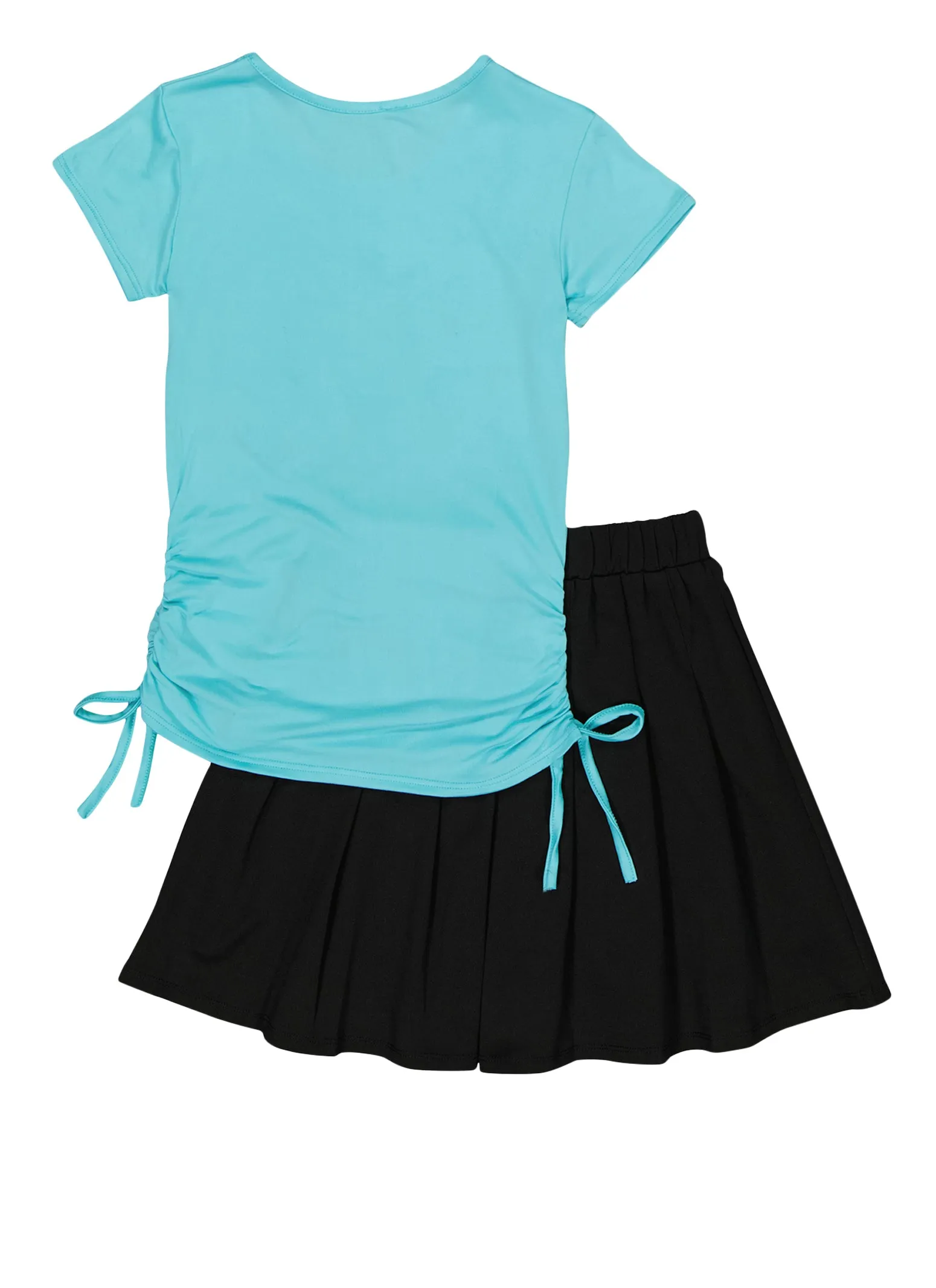 Girls Happiness Graphic Tee and Pleated Skirt