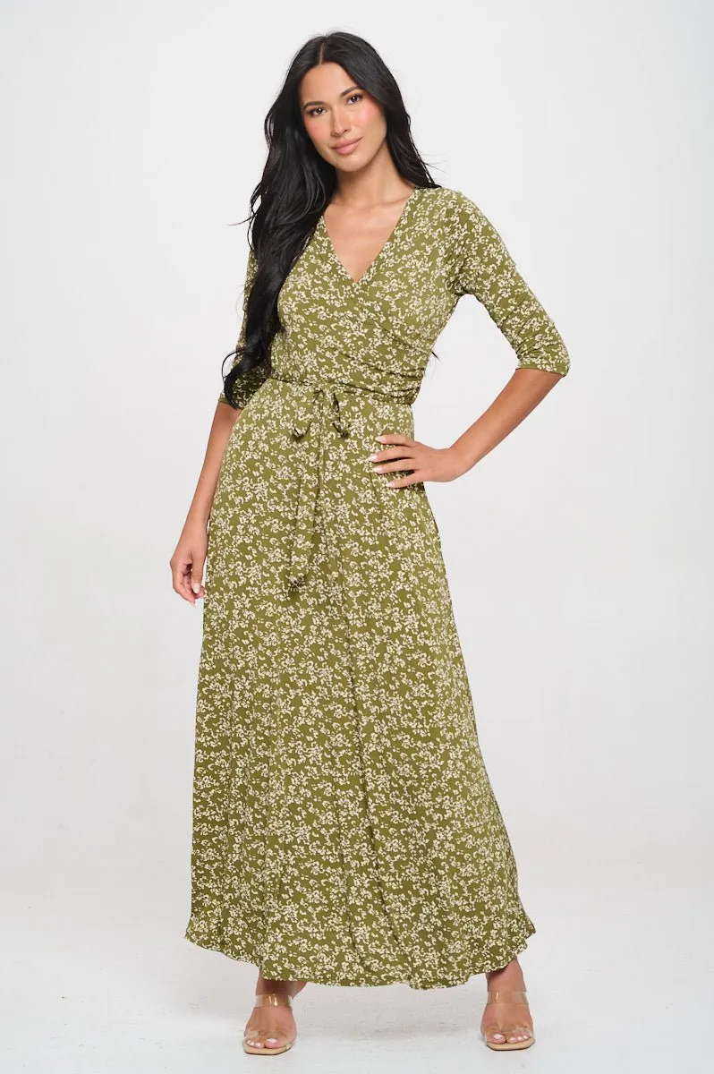 Grace Faux-Wrap Maxi Dress with Tie Waist