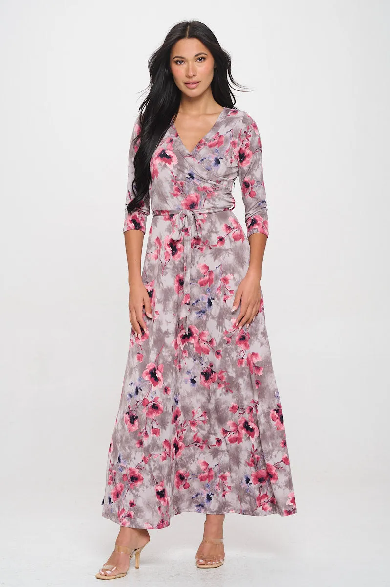 Grace Faux-Wrap Maxi Dress with Tie Waist