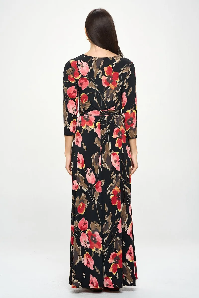 Grace Faux-Wrap Maxi Dress with Tie Waist