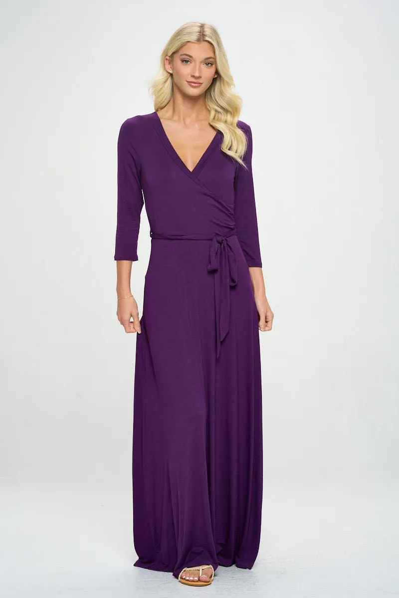 Grace Faux-Wrap Maxi Dress with Tie Waist