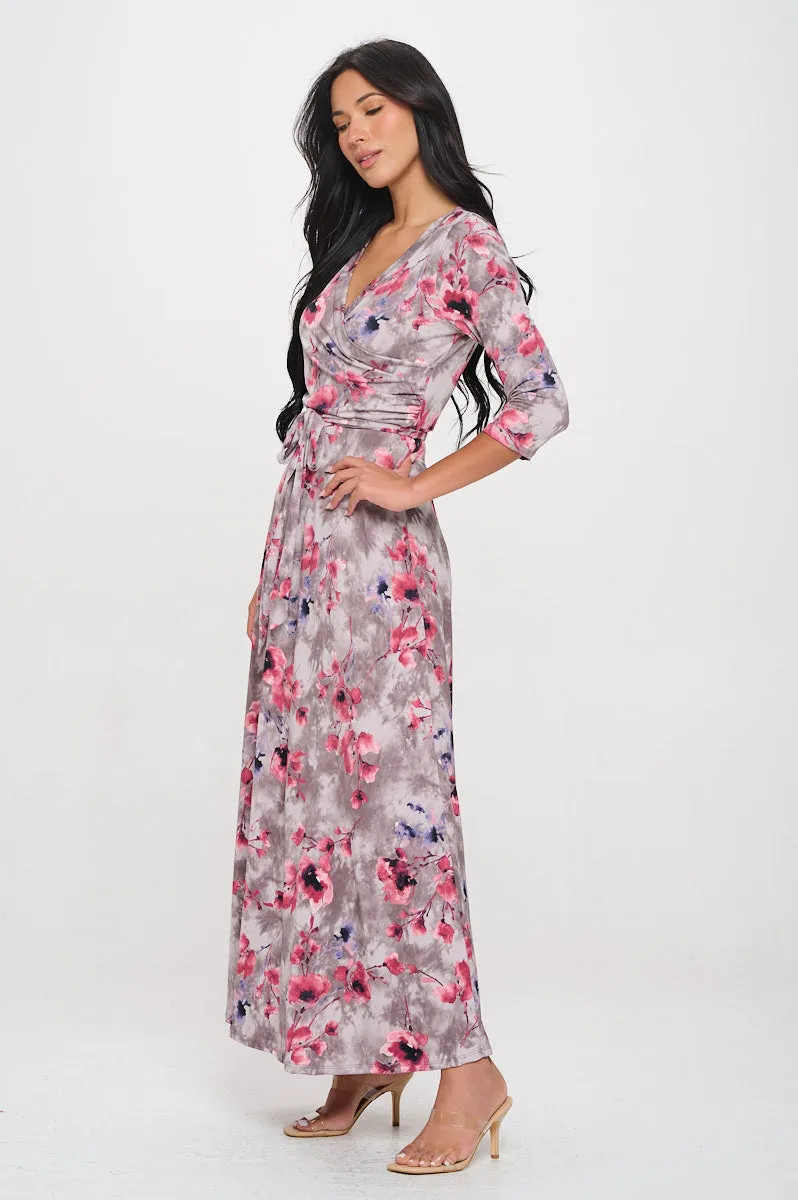 Grace Faux-Wrap Maxi Dress with Tie Waist