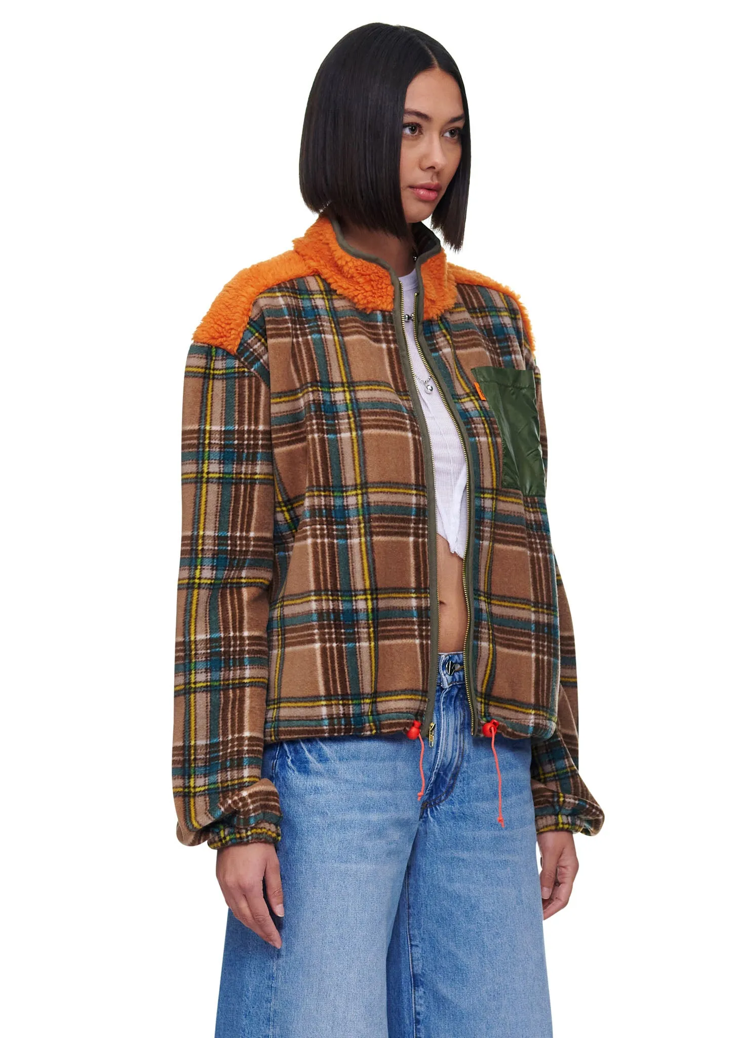 Gron Kulle Linda 2.0 Brown Plaid Fleece Jacket