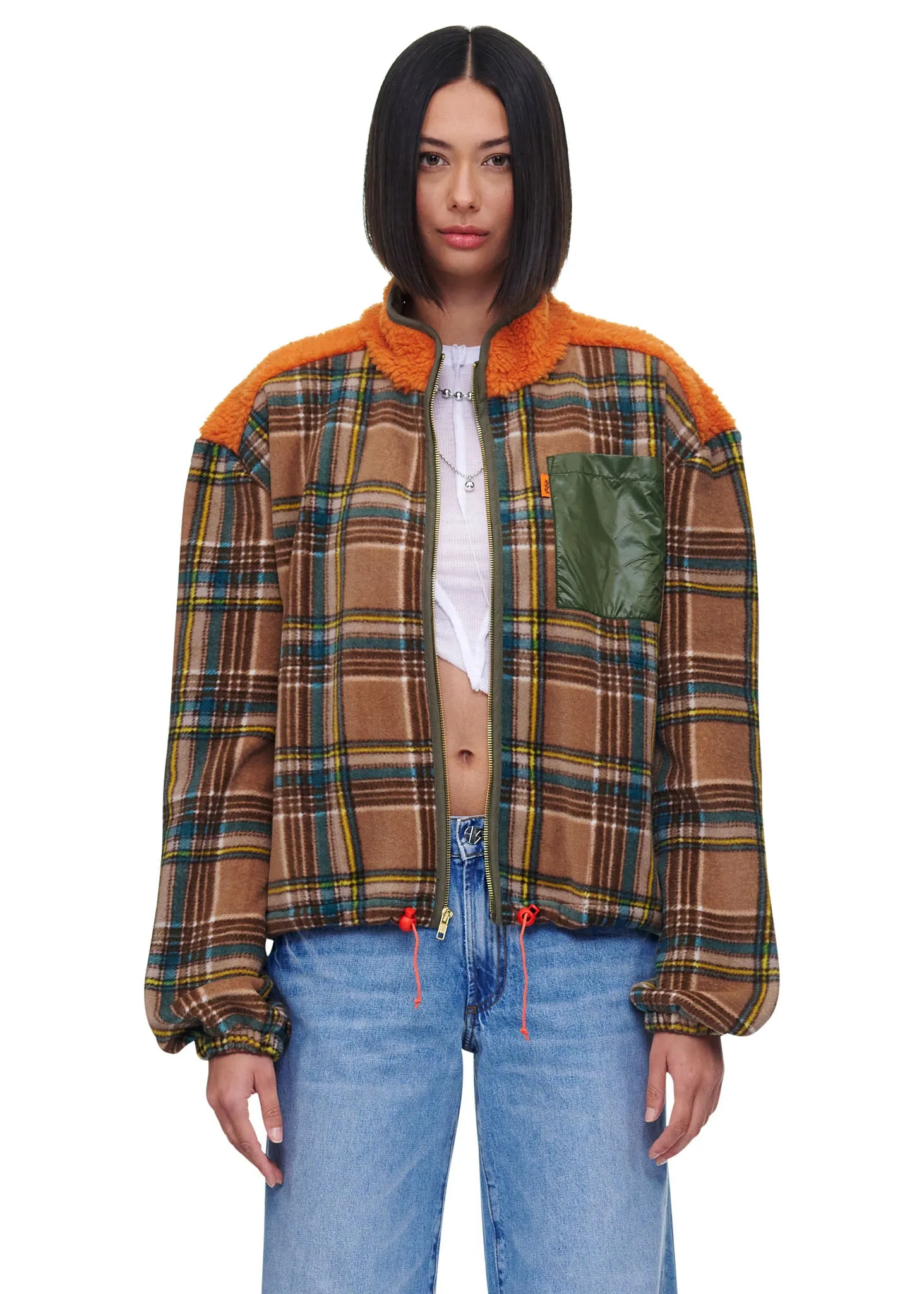 Gron Kulle Linda 2.0 Brown Plaid Fleece Jacket