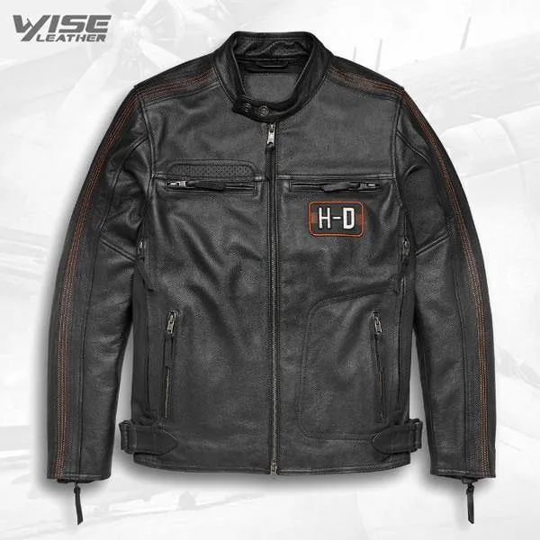 Harley Davidson Writ Men’s Black Leather Motorcycle Jacket