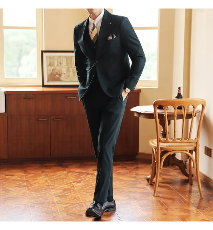 High-end Wedding Bridegroom Linen Suit Three-piece for Men