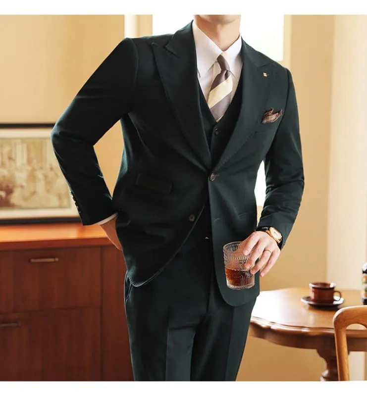 High-end Wedding Bridegroom Linen Suit Three-piece for Men