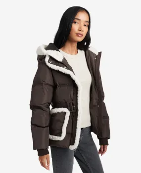 Hooded Puffer Jacket with Sherpa-Trim